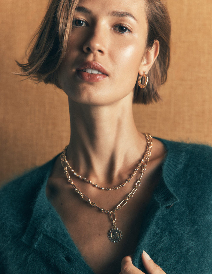 Metal Jewel Delicate Necklace-Gold
