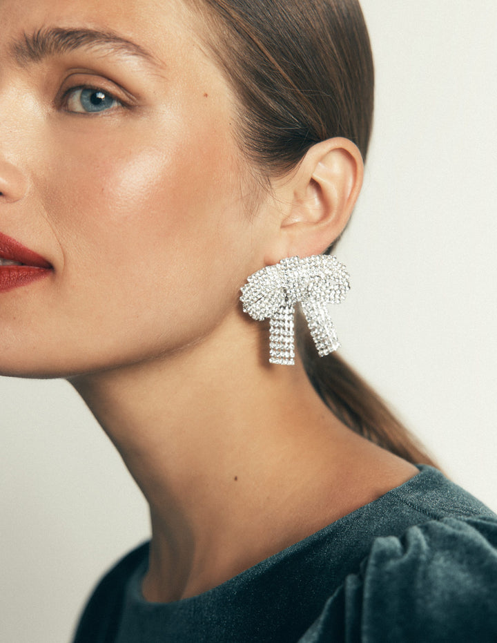 Jewel Bow Earrings-Clear