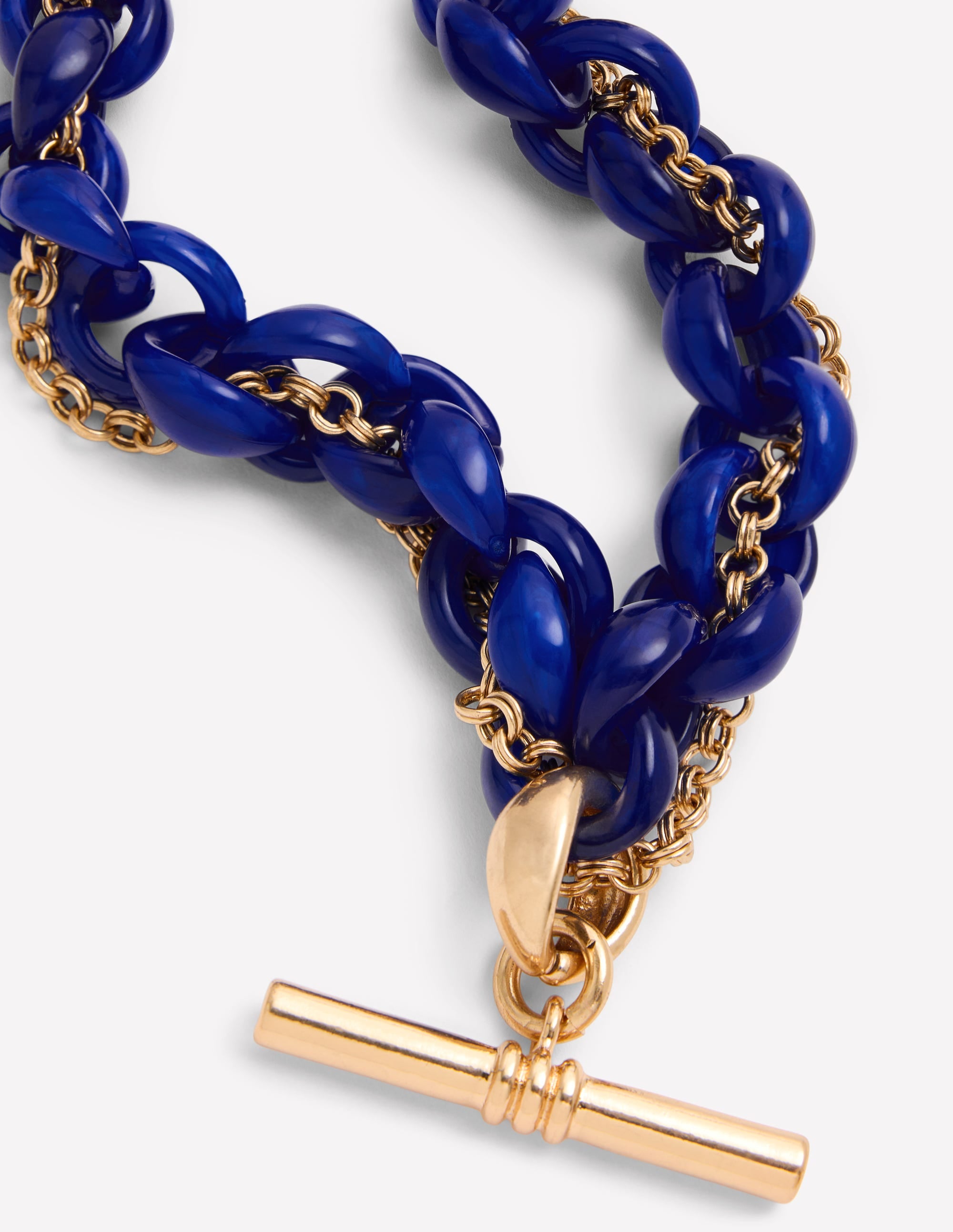 Resin T Bar Chain Necklace-Blue - Image 3