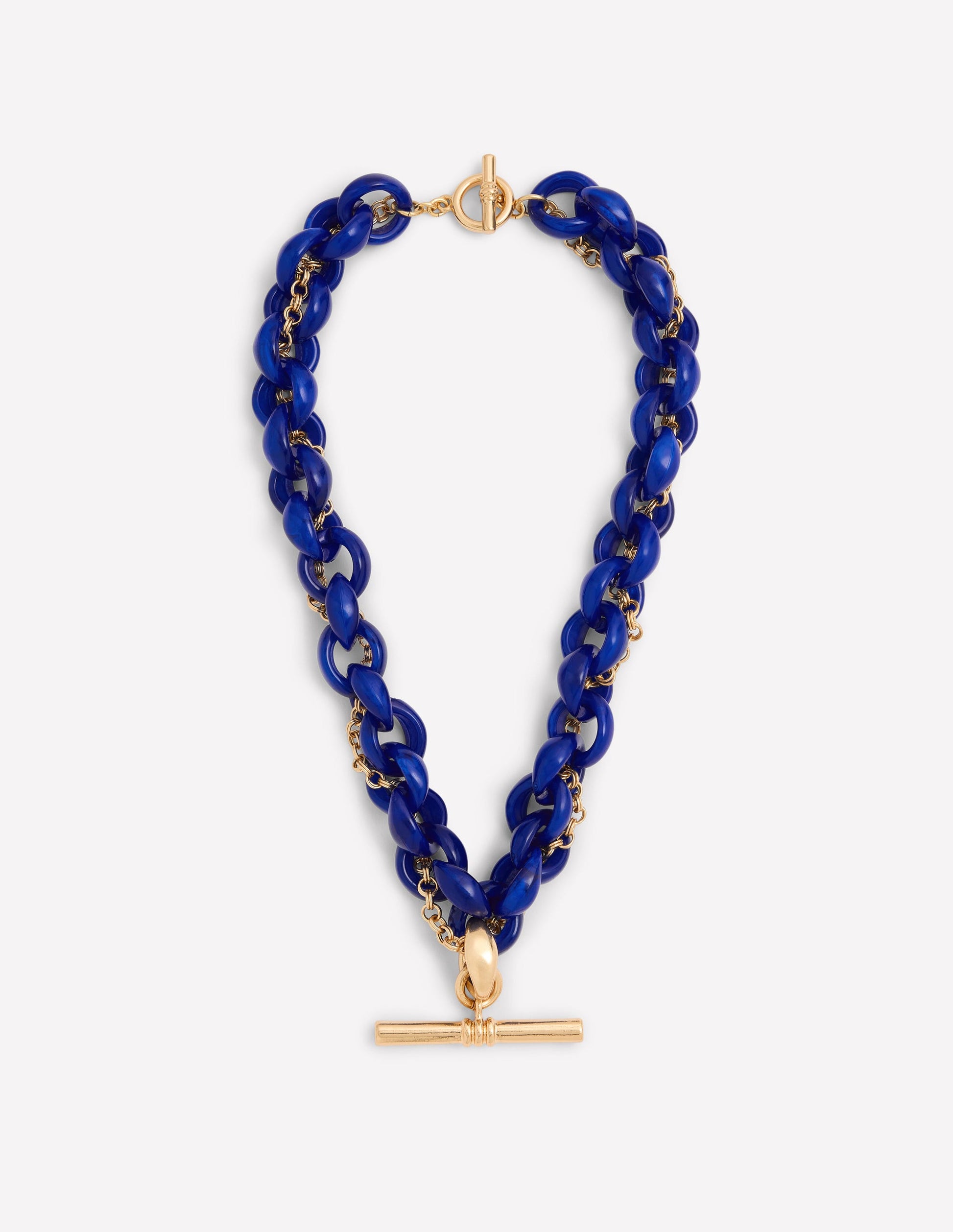 Resin T Bar Chain Necklace-Blue-1