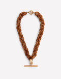 Resin T Bar Chain Necklace-Brown