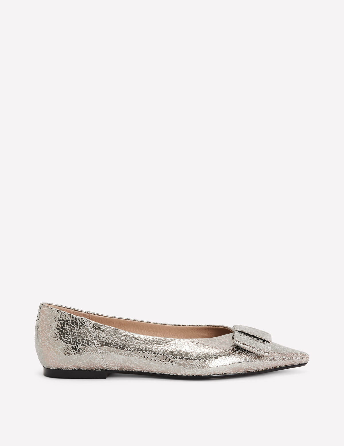 Nigella Bow Pointed Flats-Silver Metallic - Image 1