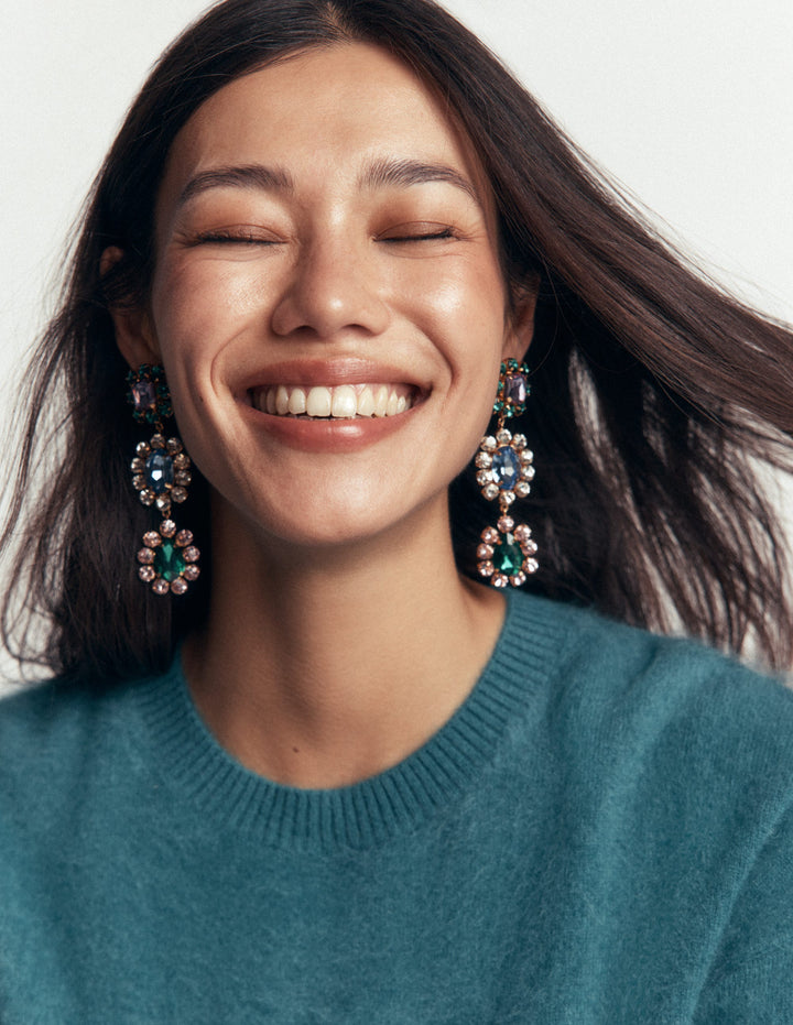 Jewel Drop Earrings-Multi Jewel