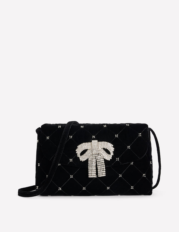Velvet Embellished Bag-Black