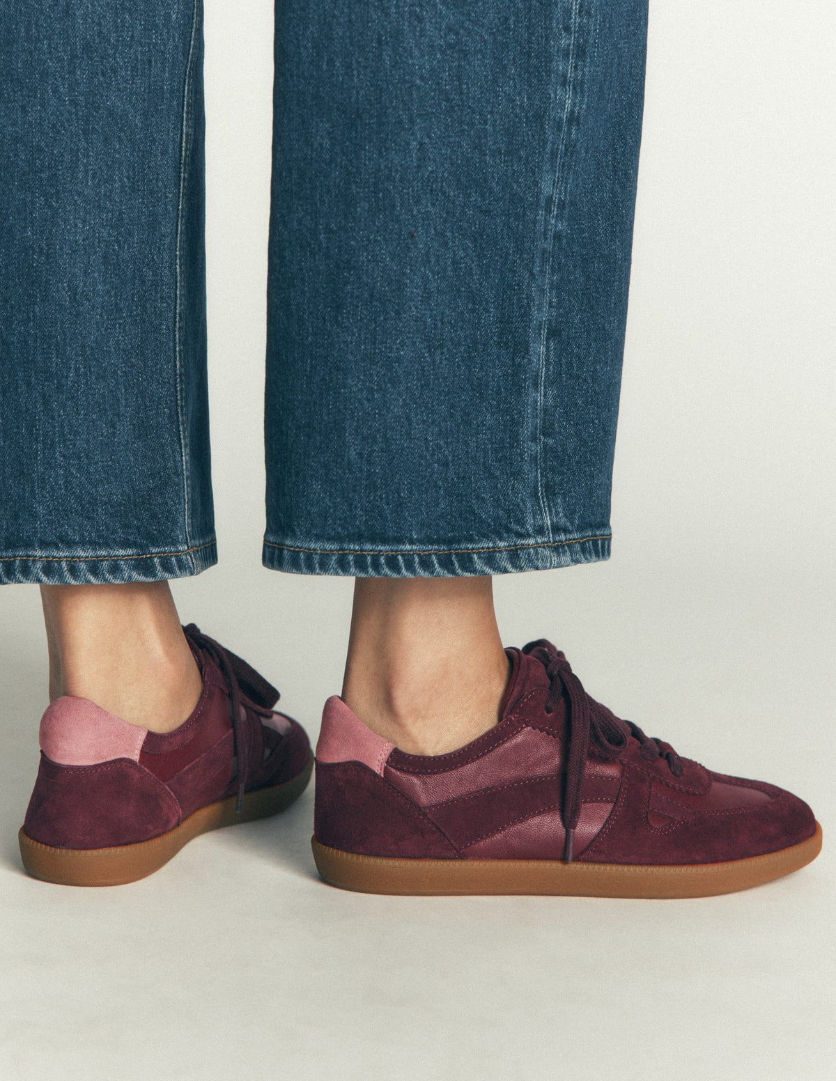 Leather Side Detail Trainer-Oxblood - Image 2