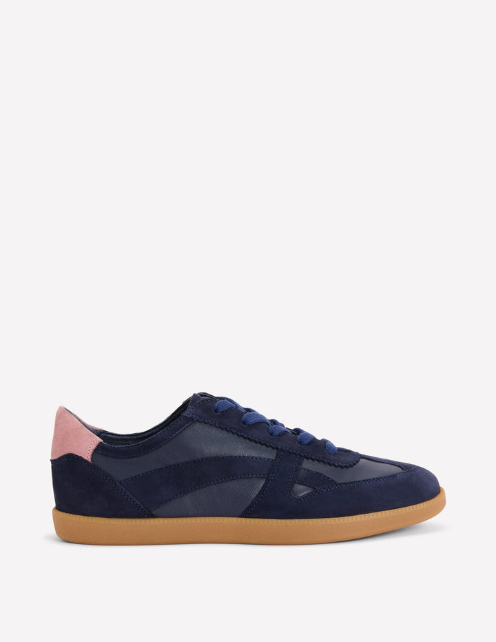 Leather Side Detail Trainer-Navy
