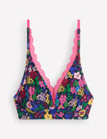 Stripe & Stare Lace Plunge Bra-Floral