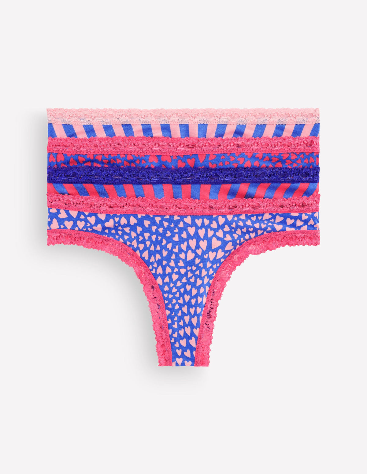 Stripe & Stare Thong 4 Pack-Stripes and Hearts Four Pack - Image 1