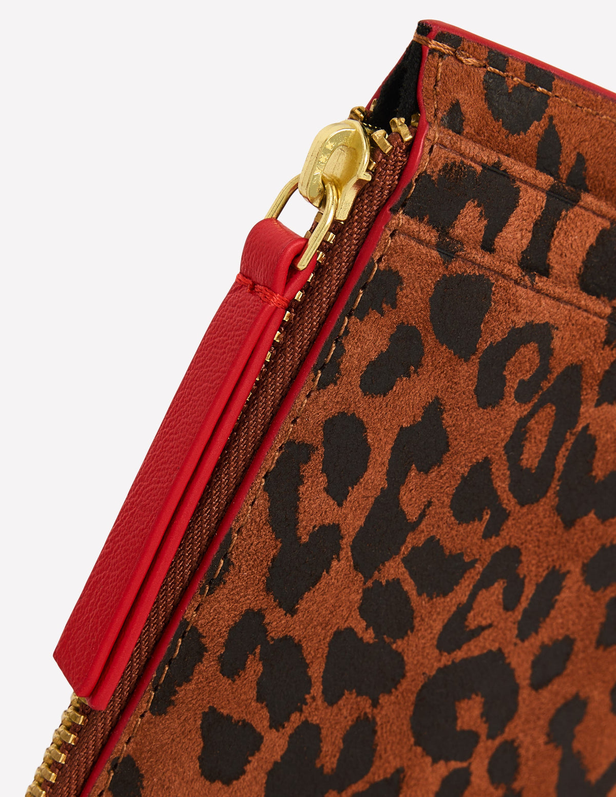 Leather Card Holder-Leopard Printed Suede-3