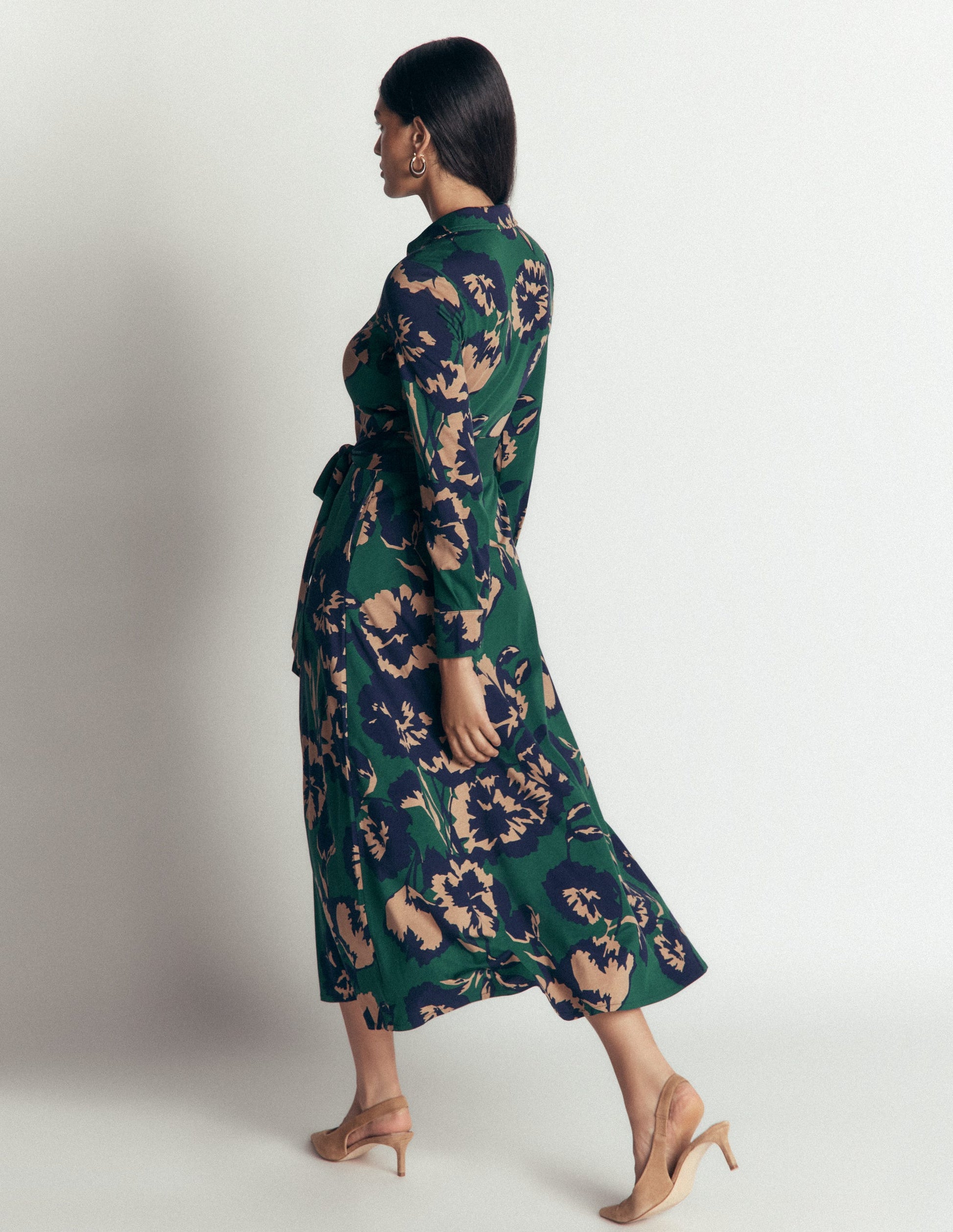 Marcia Jersey Shirt Dress-Sea Moss, Forest Breeze-3