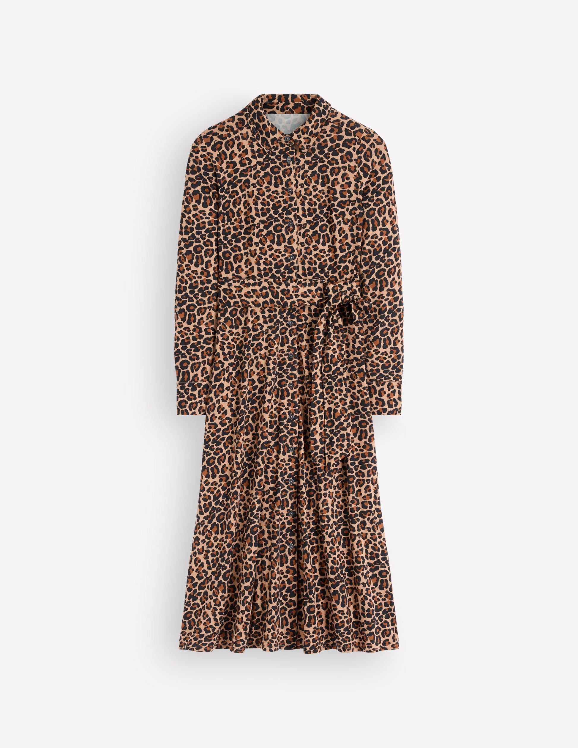 Marcia Jersey Shirt Dress-Camel, Leopard Fields-5