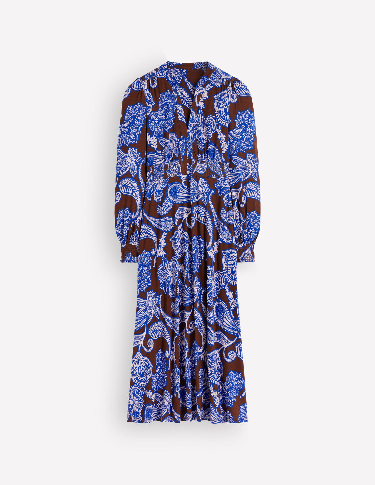 Georgia Jersey Midi Dress-Raw Umber, Paisley Bouquet-6