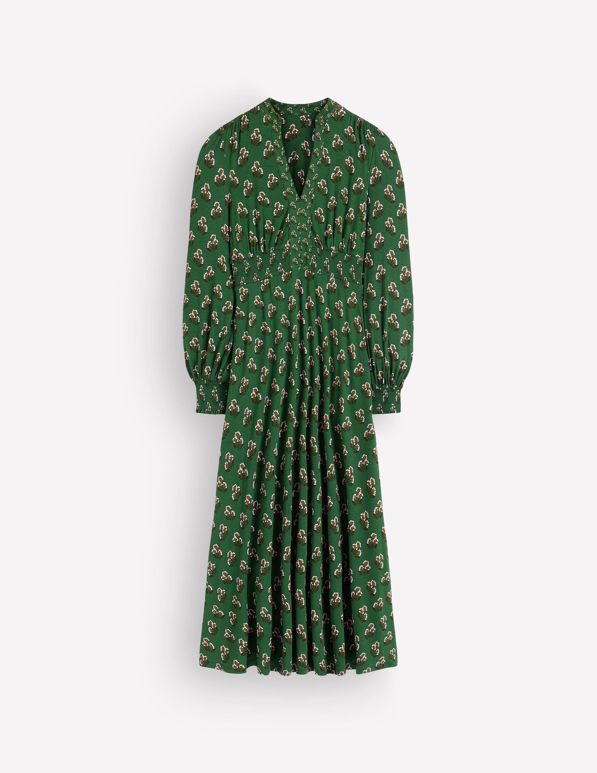 Georgia Jersey Midi Dress-Dark Green, Ditsy Carnation - Image 6