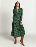 Georgia Jersey Midi Dress-Dark Green, Ditsy Carnation