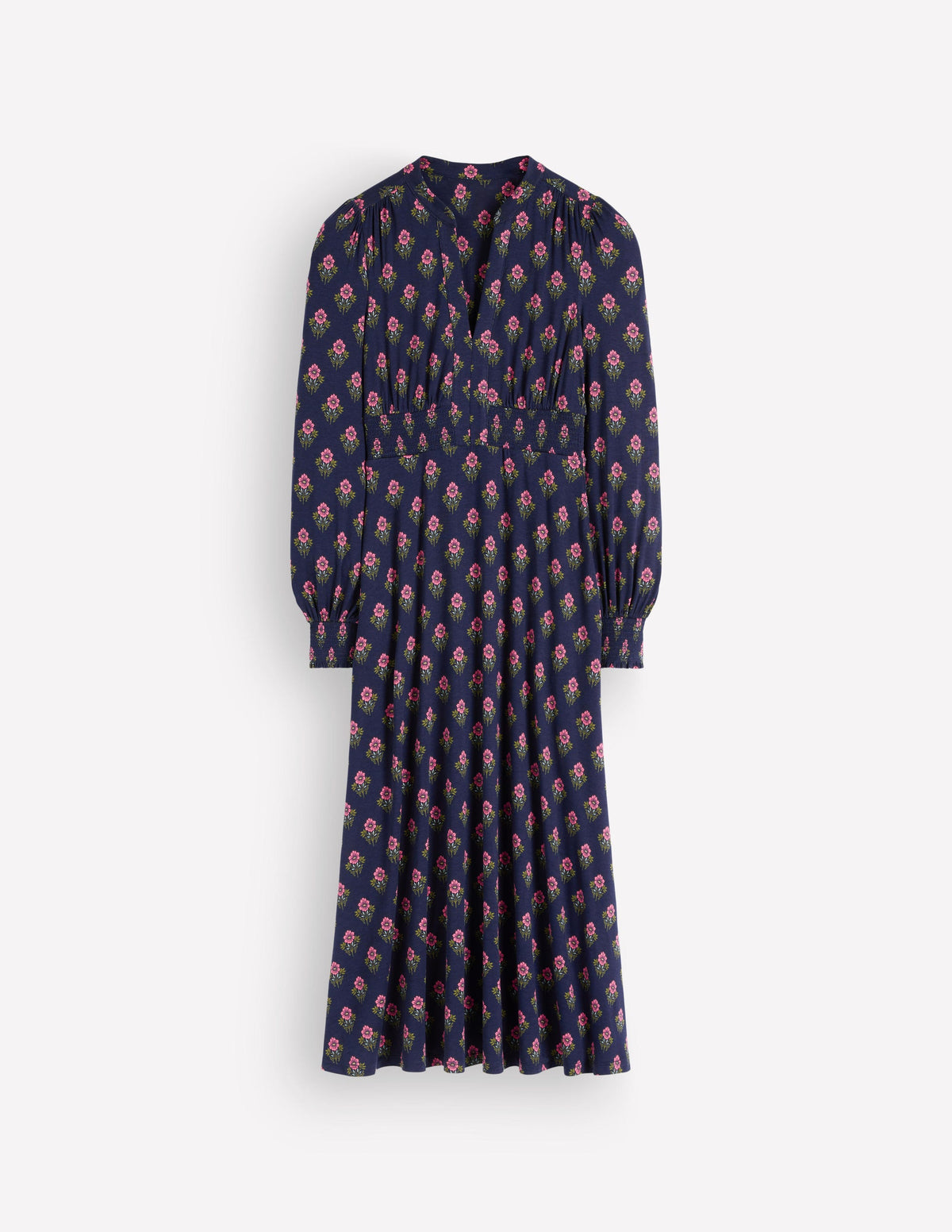 Georgia Jersey Midi Dress-Navy, Flourishing Spring Stamp-7