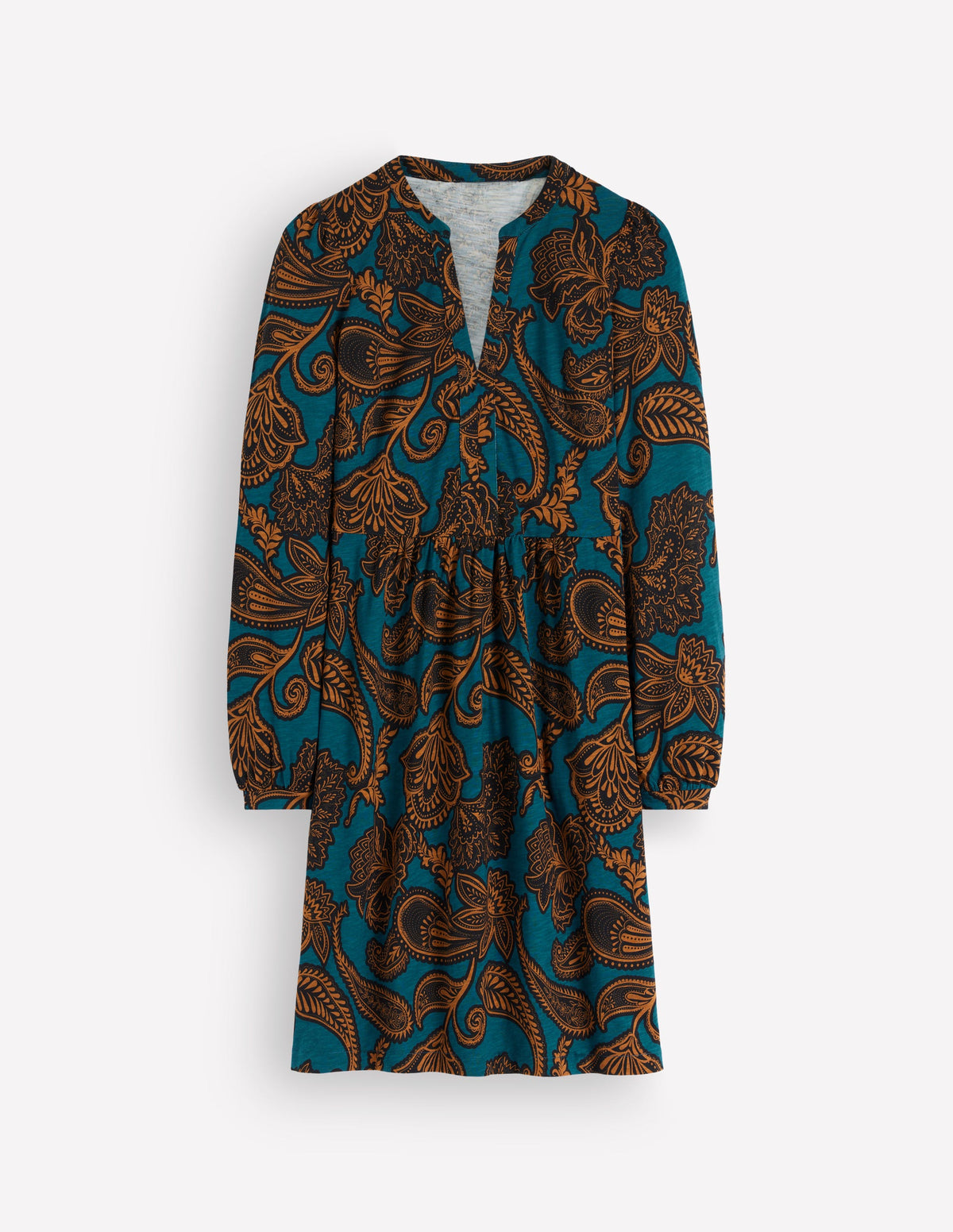Naomi Relaxed Jersey Dress-Legion Blue, Paisley Bouquet-6