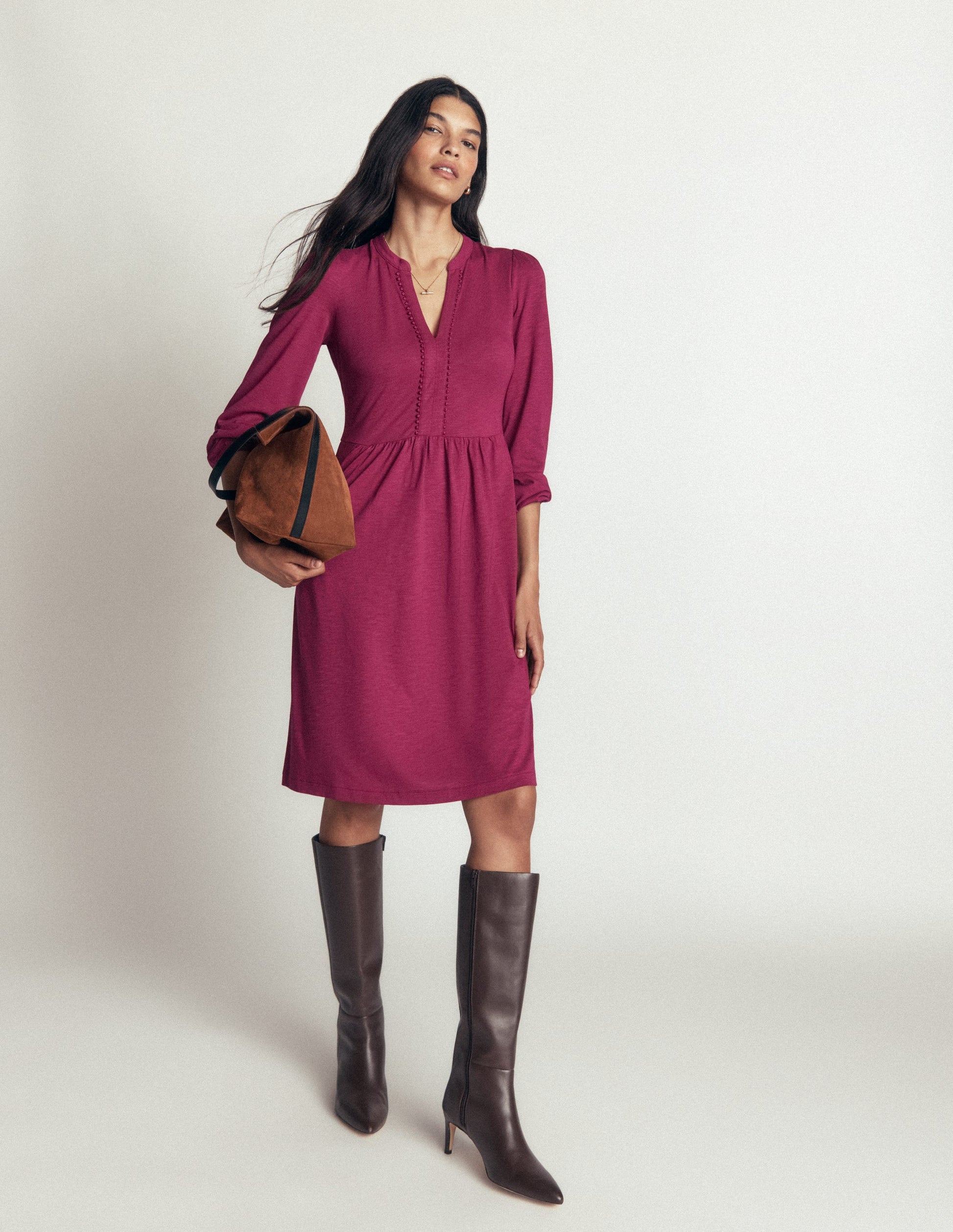 Naomi Relaxed Jersey Dress-Beet Red-4