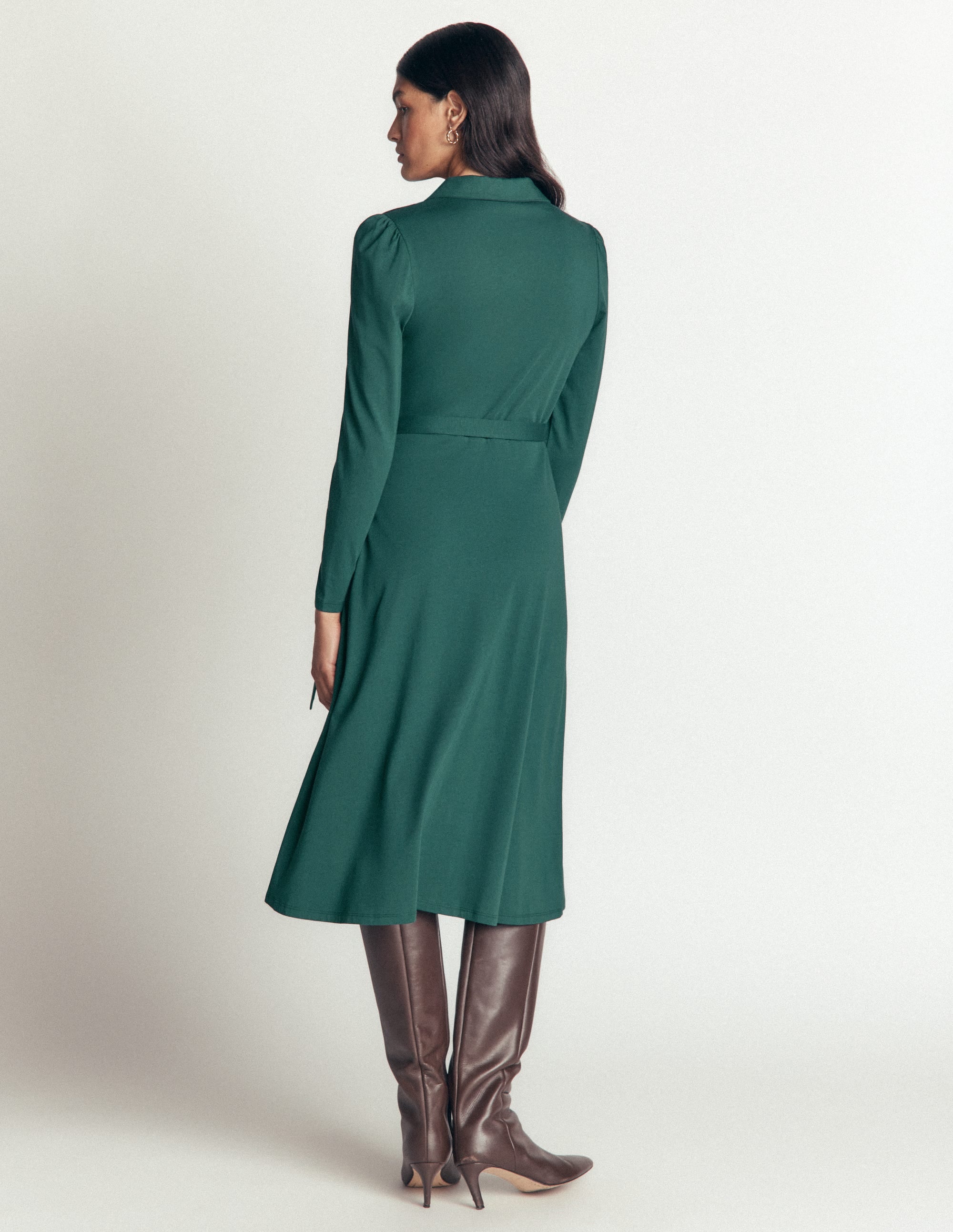 Imogen Collared Jersey Dress-Sea Moss - Image 3