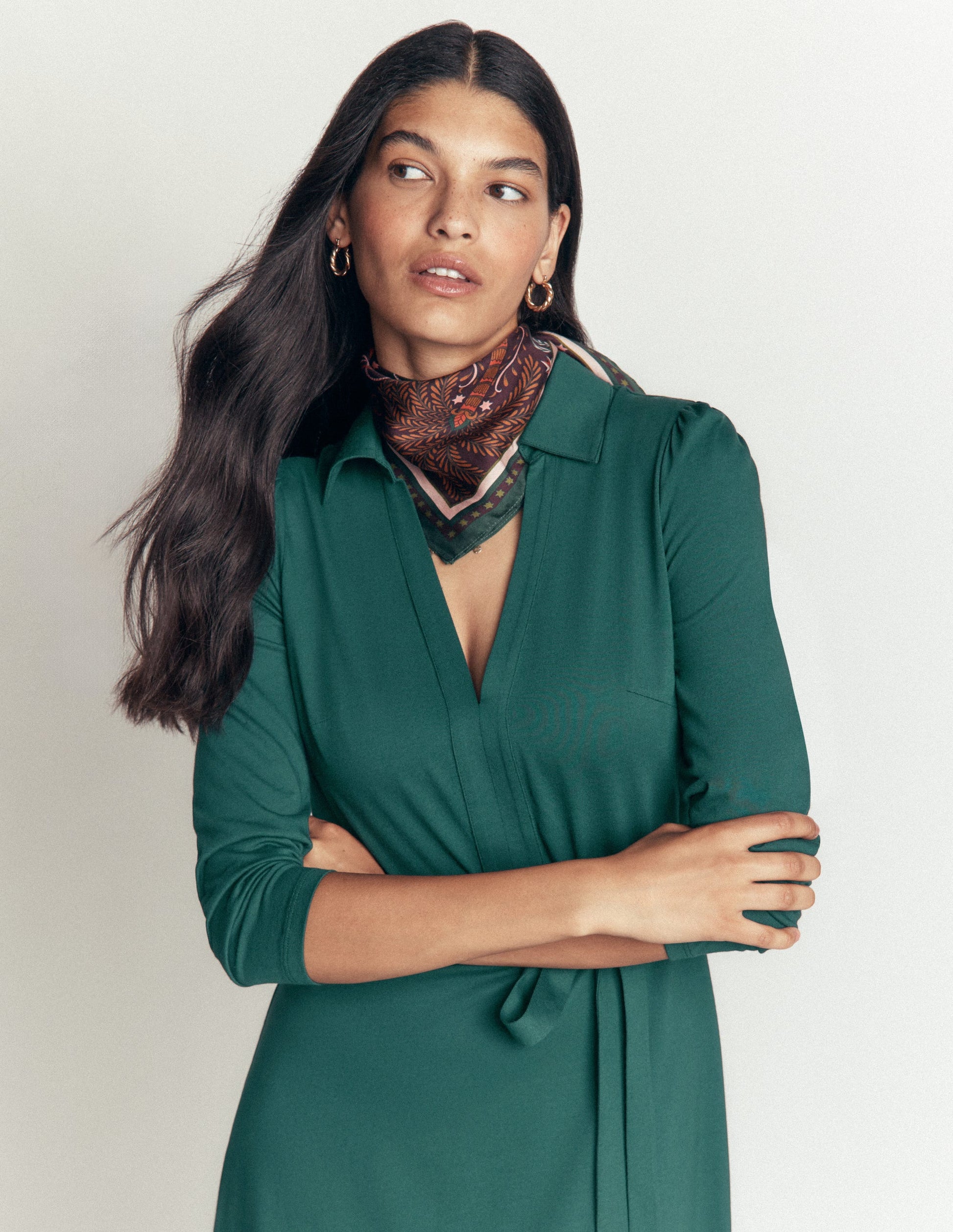 Imogen Collared Jersey Dress-Sea Moss-5