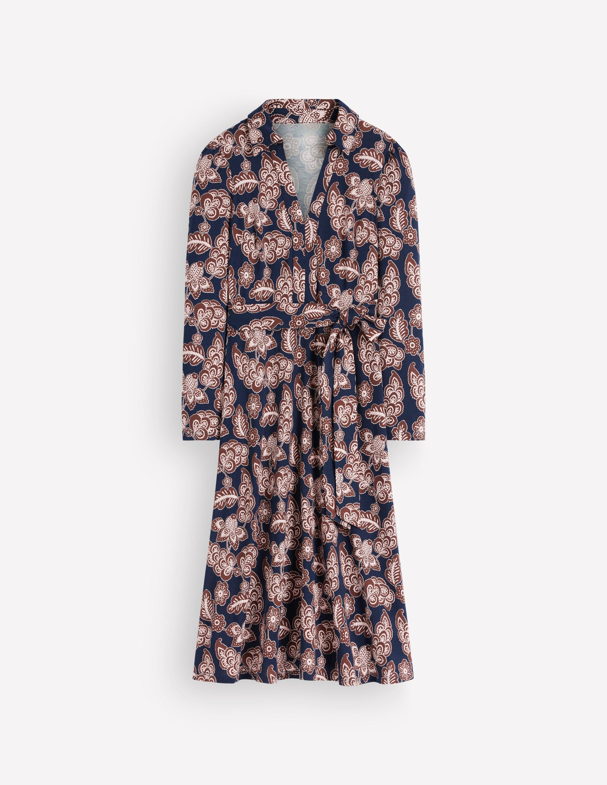 Imogen Collared Jersey Dress-Navy, Tickled Meadows-5