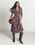 Imogen Collared Jersey Dress-Navy, Tickled Meadows