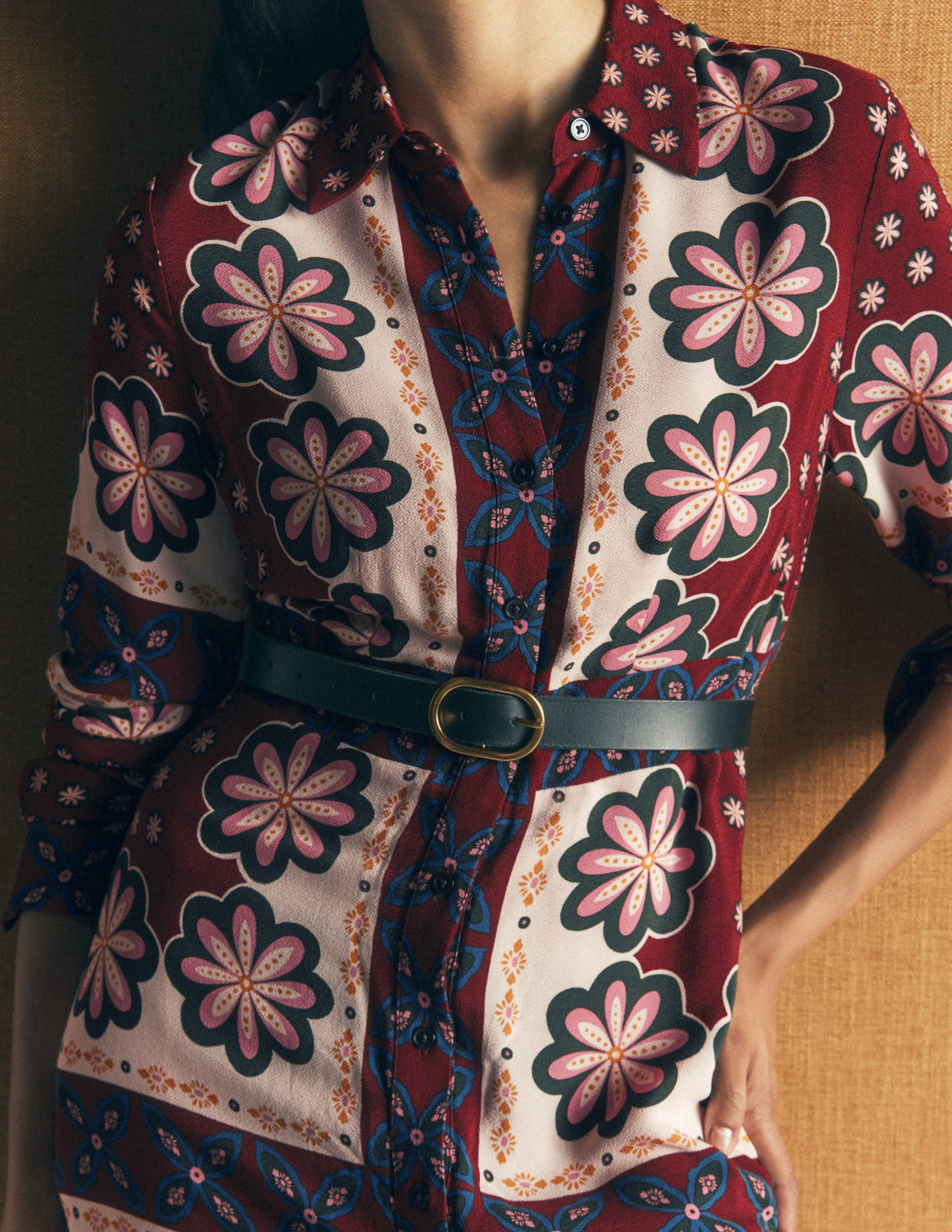 Joanna Midi Shirt Dress-Multi Geo Flora Placement-3