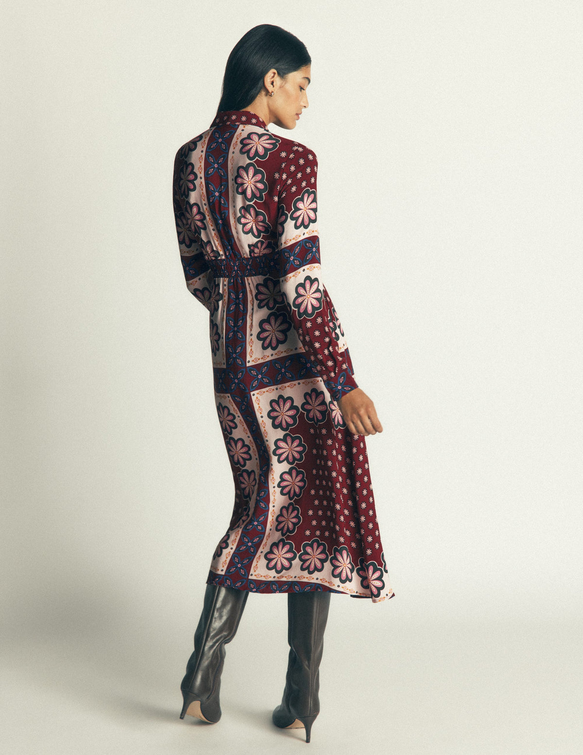 Joanna Midi Shirt Dress-Multi Geo Flora Placement - Image 4