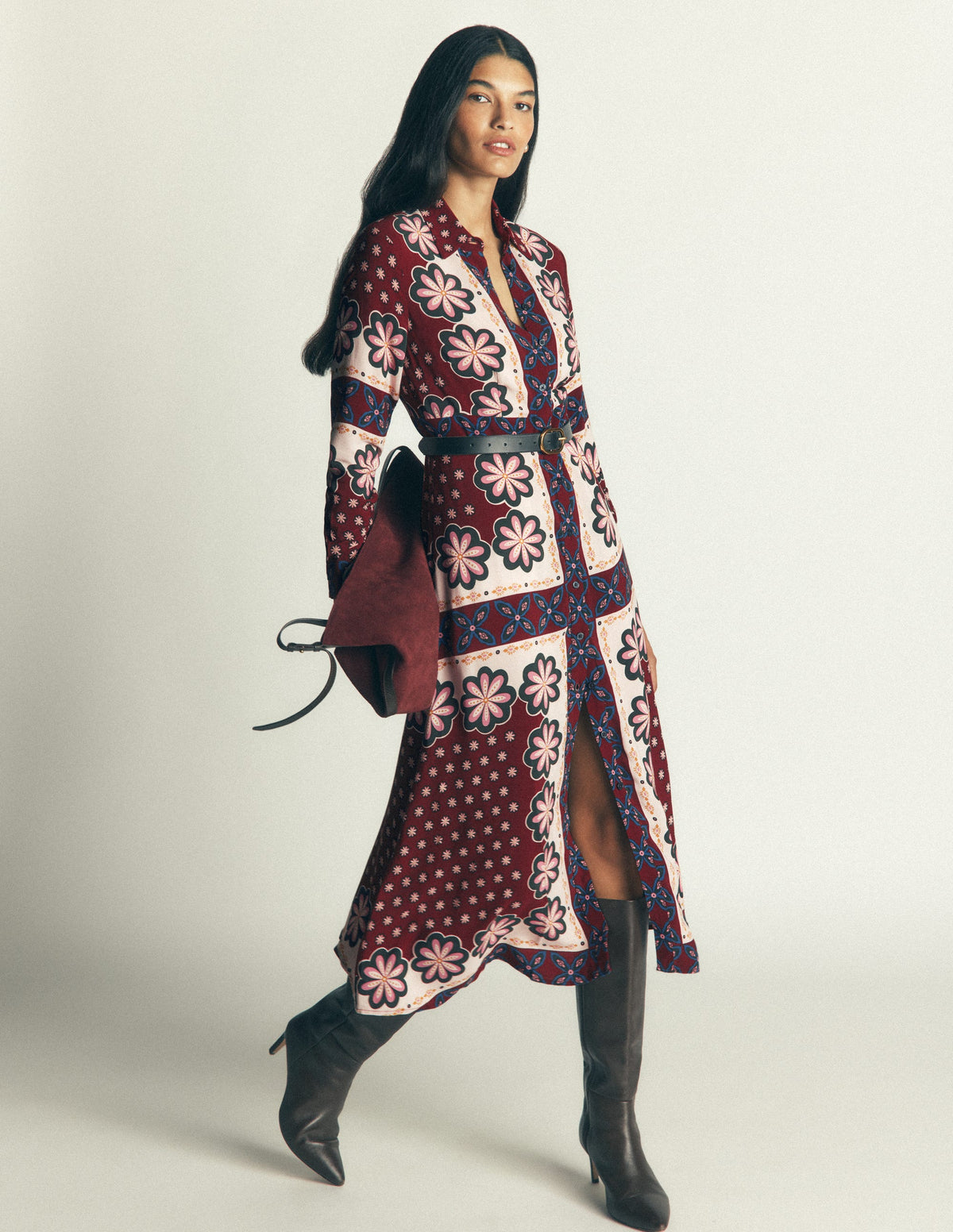 Joanna Midi Shirt Dress-Multi Geo Flora Placement - Image 5