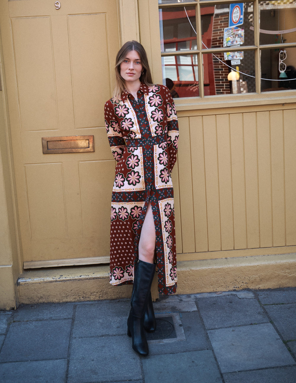 Joanna Midi Shirt Dress-Multi Geo Flora Placement-1