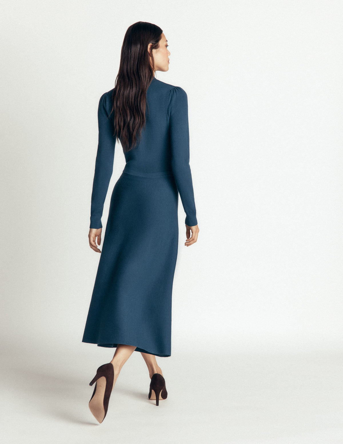 Fiona Zip Front Knitted Dress-Sailor Blue - Image 3
