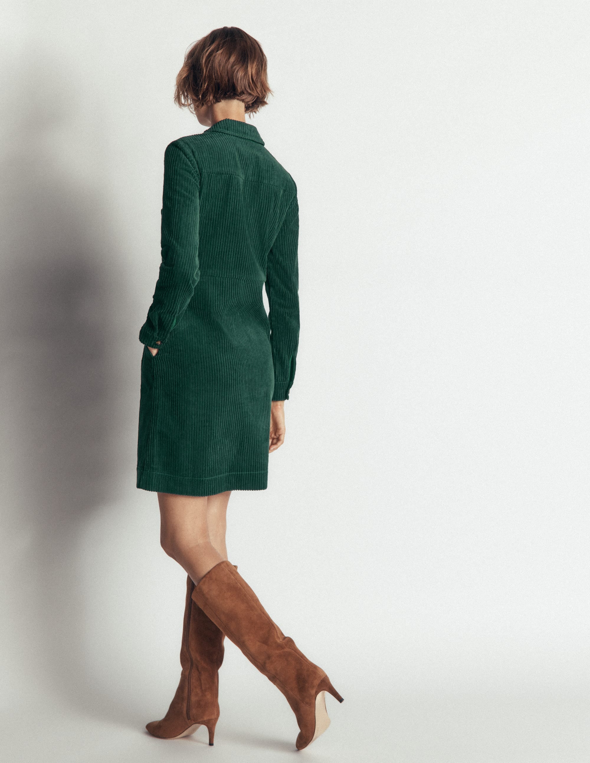Bronte Cord Short Dress-Midnight Teal - Image 3