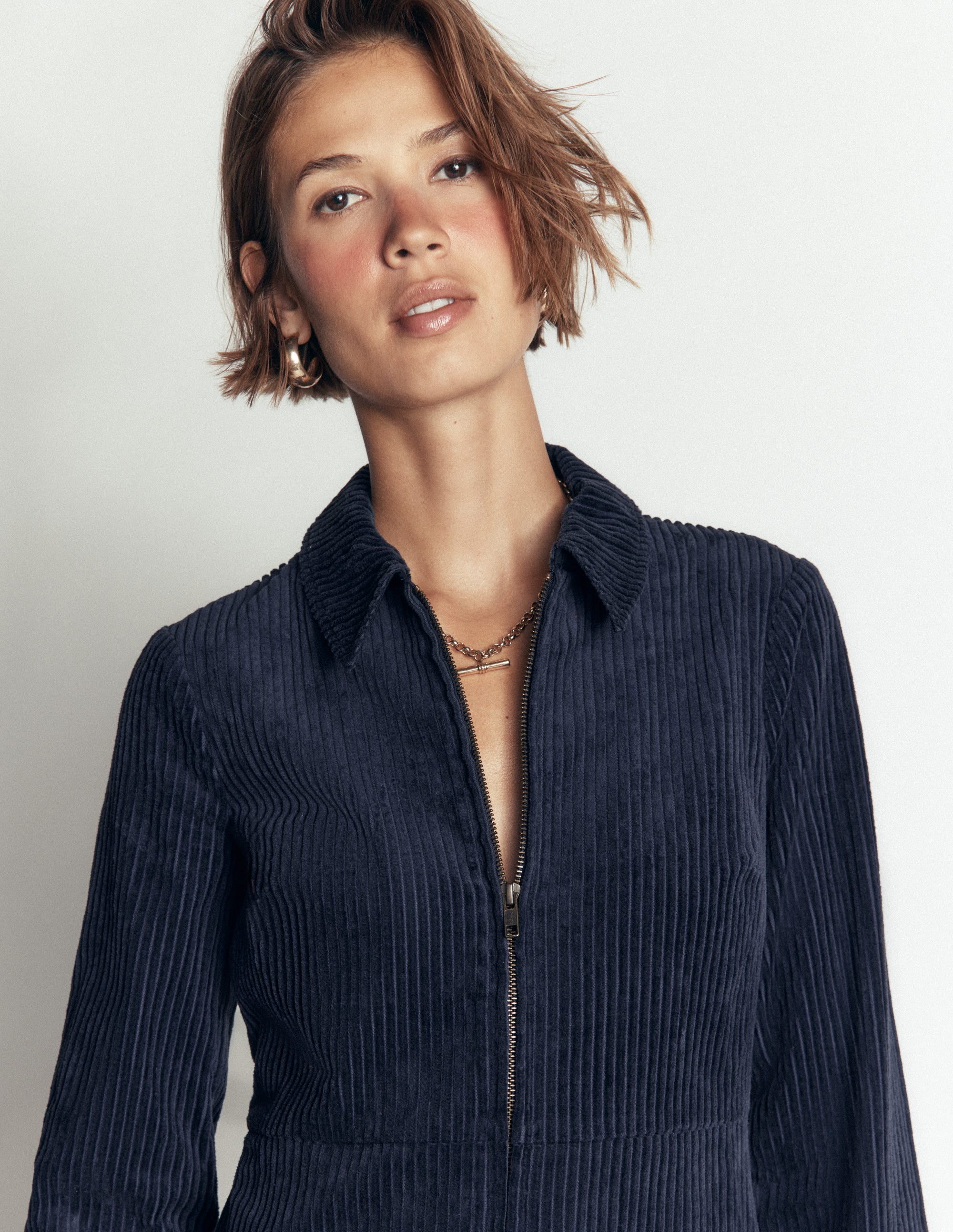 Bronte Cord Short Dress-Navy - Image 2