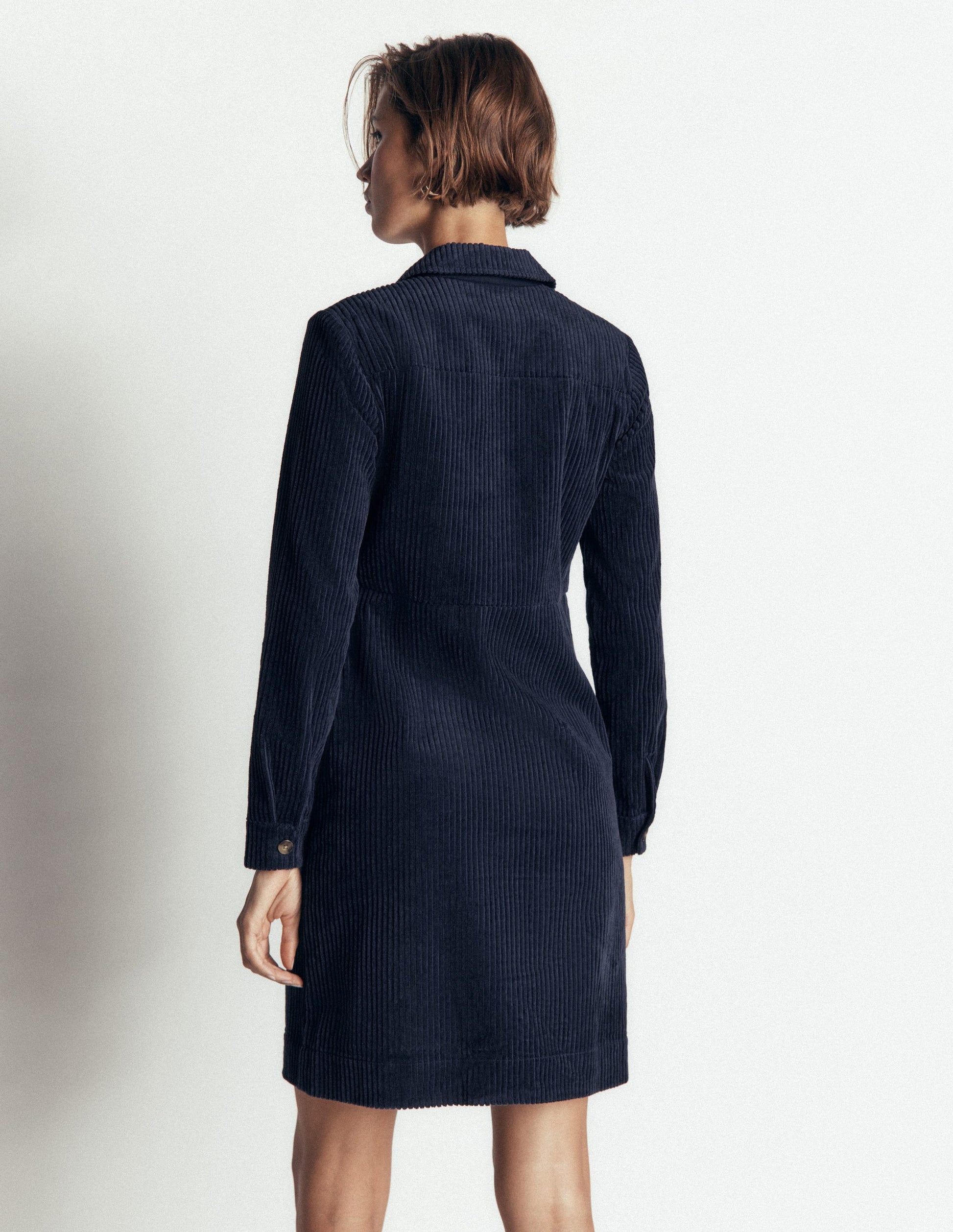 Bronte Cord Short Dress-Navy-3