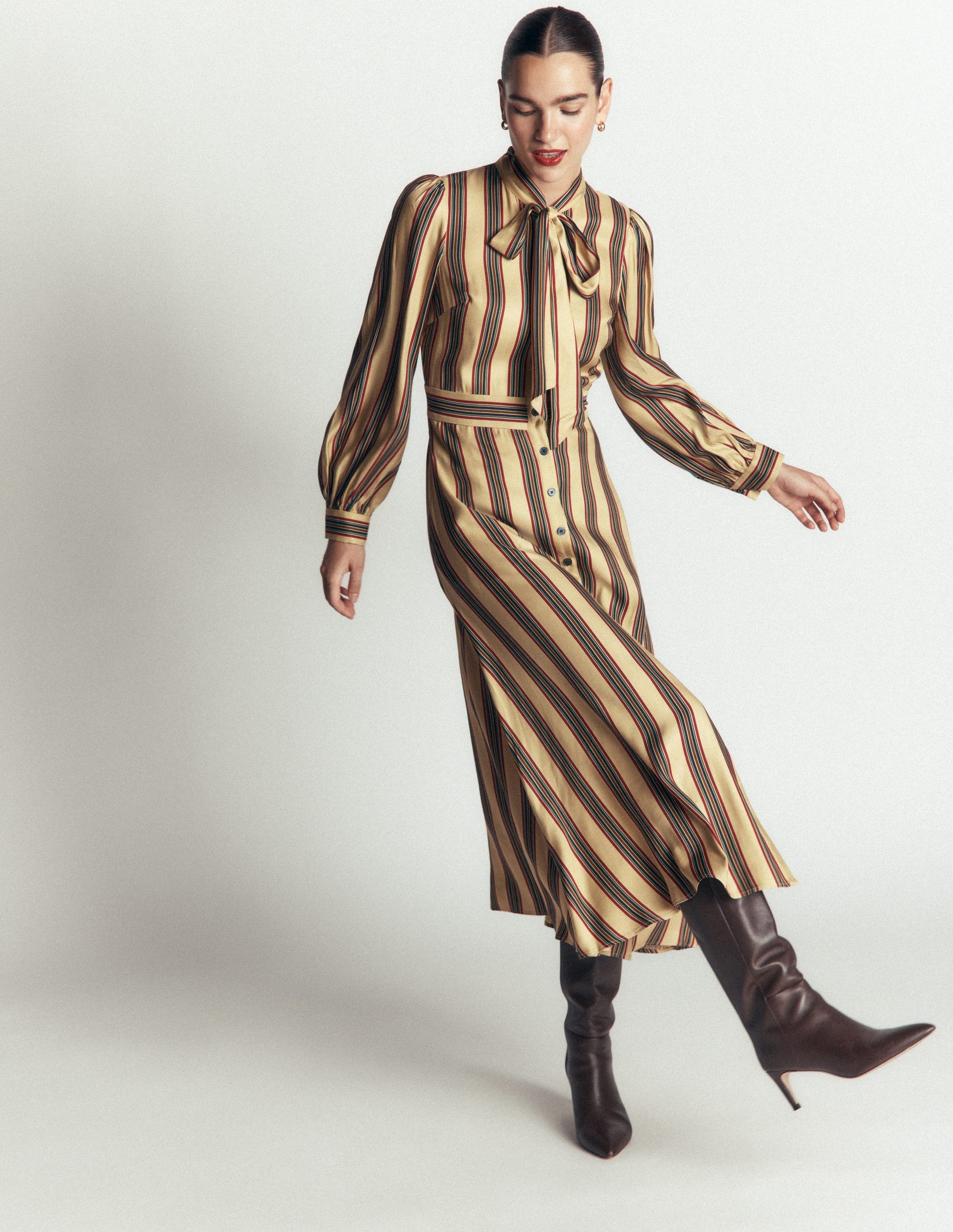 Bow Detail Shirt Dress-Multi, Collegic Stripe-6