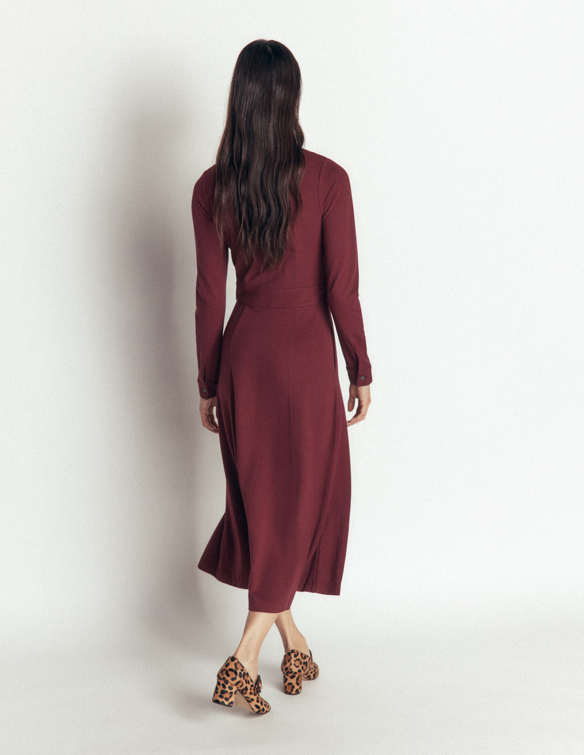 Alex Ponte Contrast Midi Dress-Chocolate Truffle-3