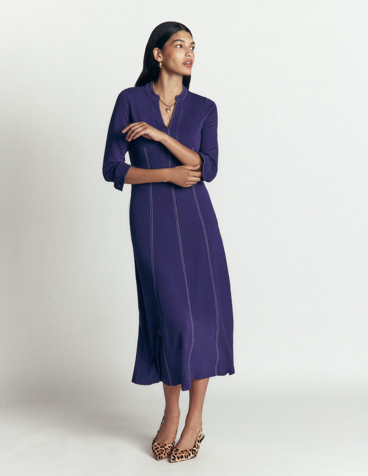Alex Ponte Contrast Midi Dress-Zodiac Purple