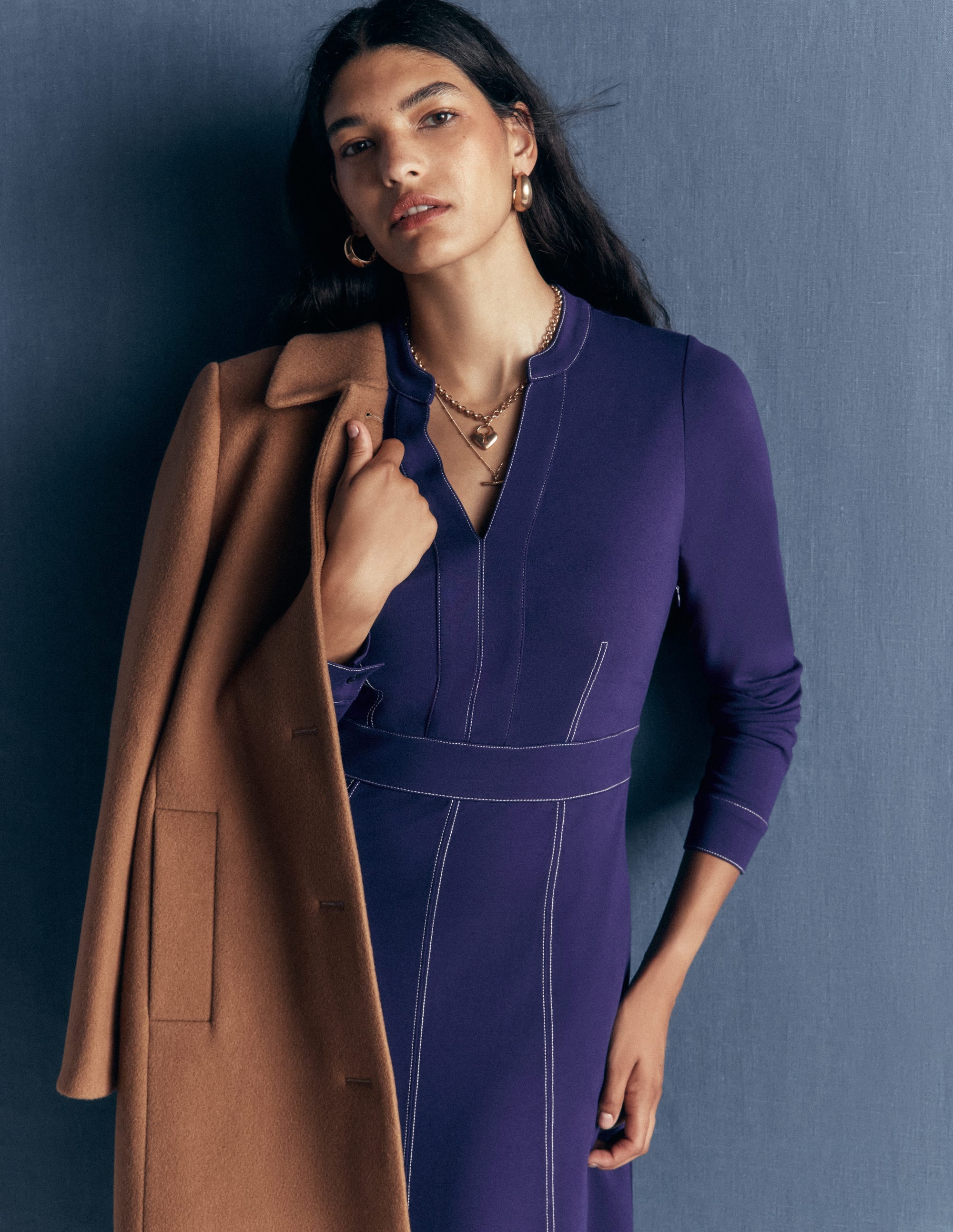 Alex Ponte Contrast Midi Dress-Zodiac Purple - Image 2