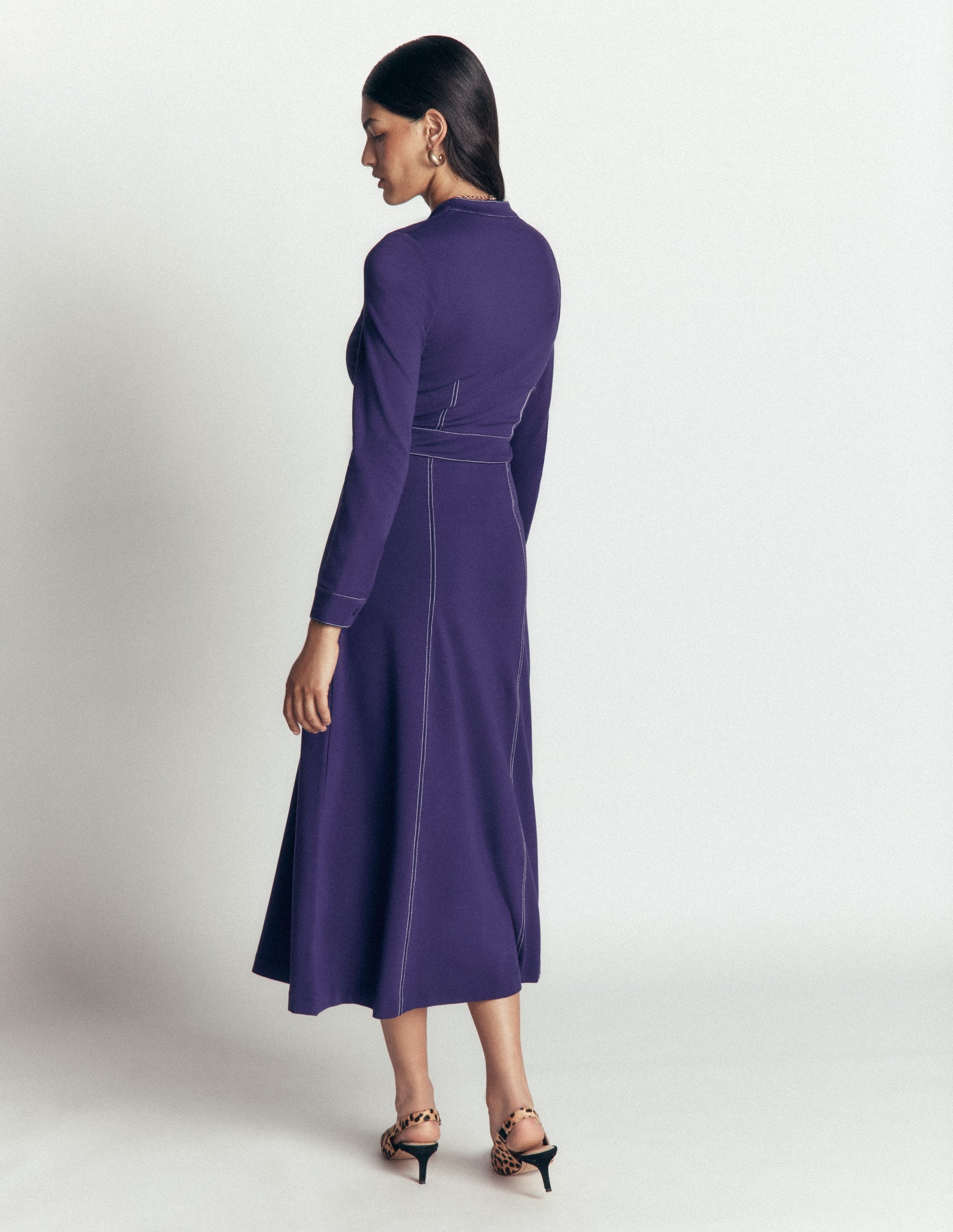 Alex Ponte Contrast Midi Dress-Zodiac Purple-3