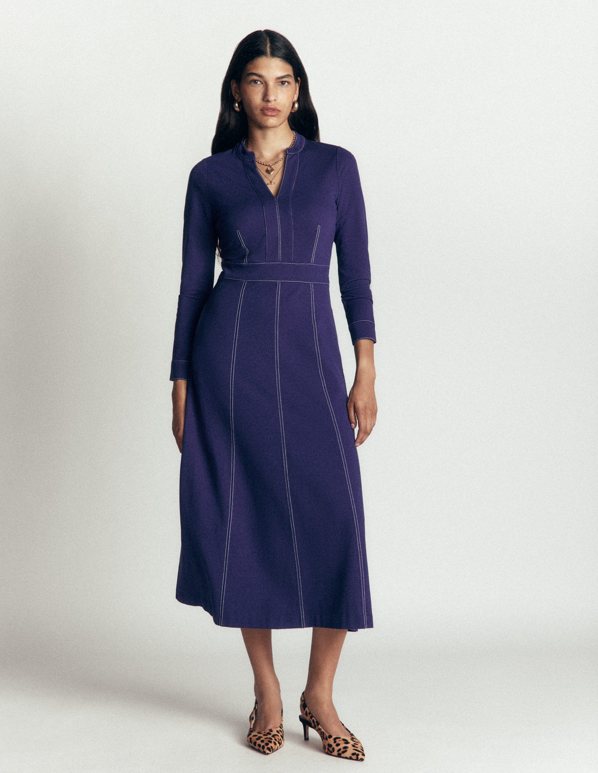 Alex Ponte Contrast Midi Dress-Zodiac Purple-4
