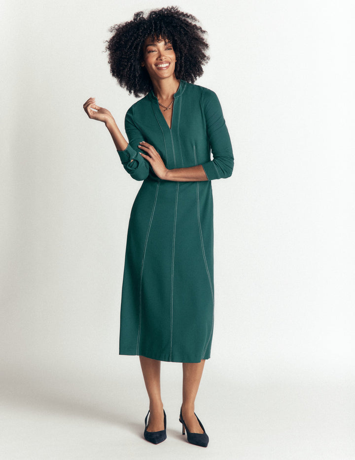 Alex Ponte Contrast Midi Dress-Midnight Ocean