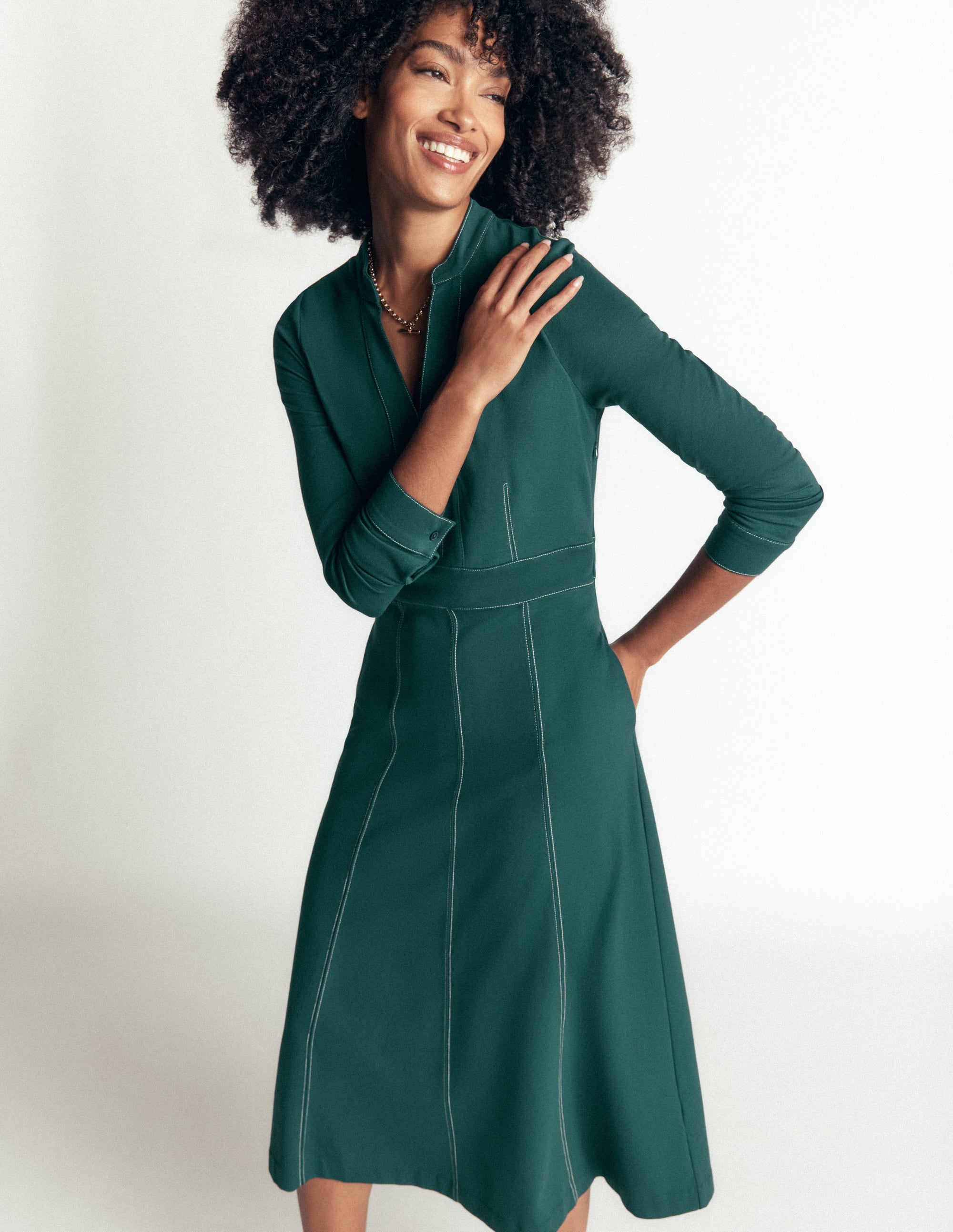 Alex Ponte Contrast Midi Dress-Midnight Ocean - Image 4