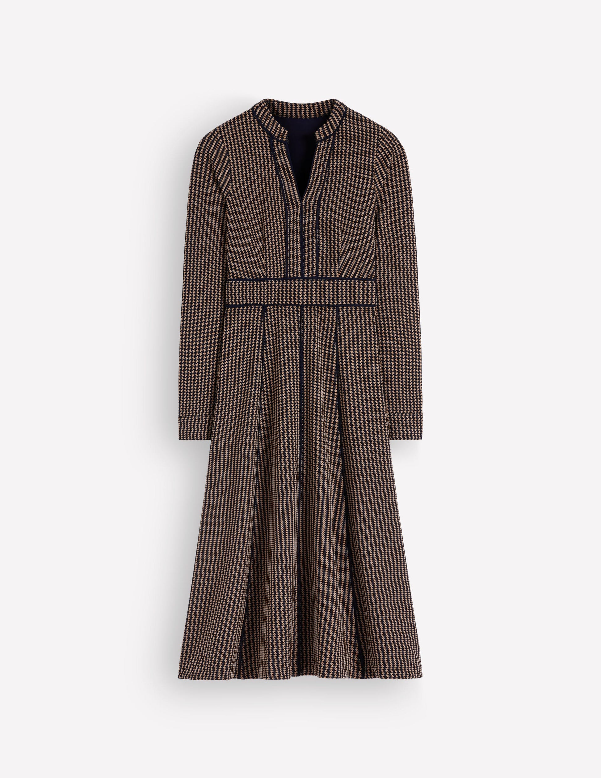 Alex Ponte Contrast Midi Dress-Navy/Camel Texture-6