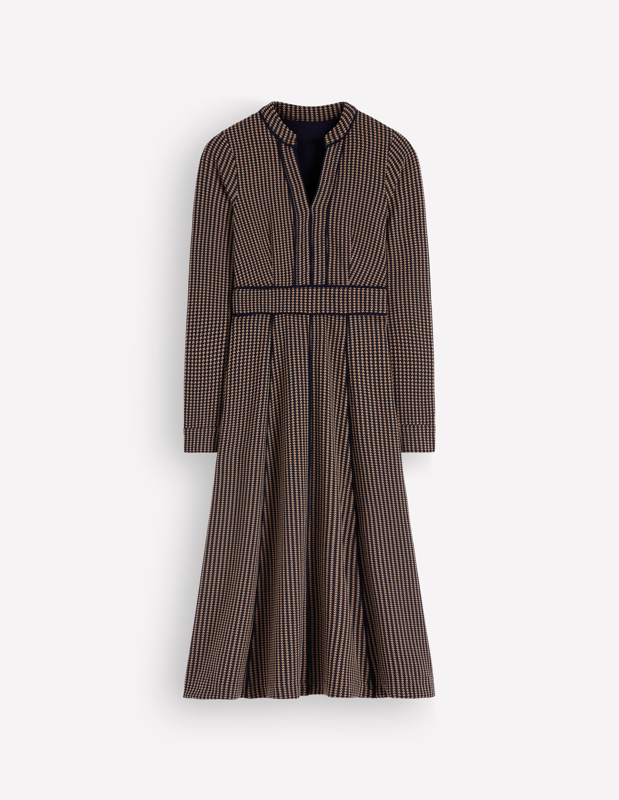 Alex Ponte Contrast Midi Dress-Navy/Camel Texture - Image 6