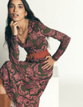 Jasmine Ruched Jersey Dress-Forest Glade, Paisley Bouquet