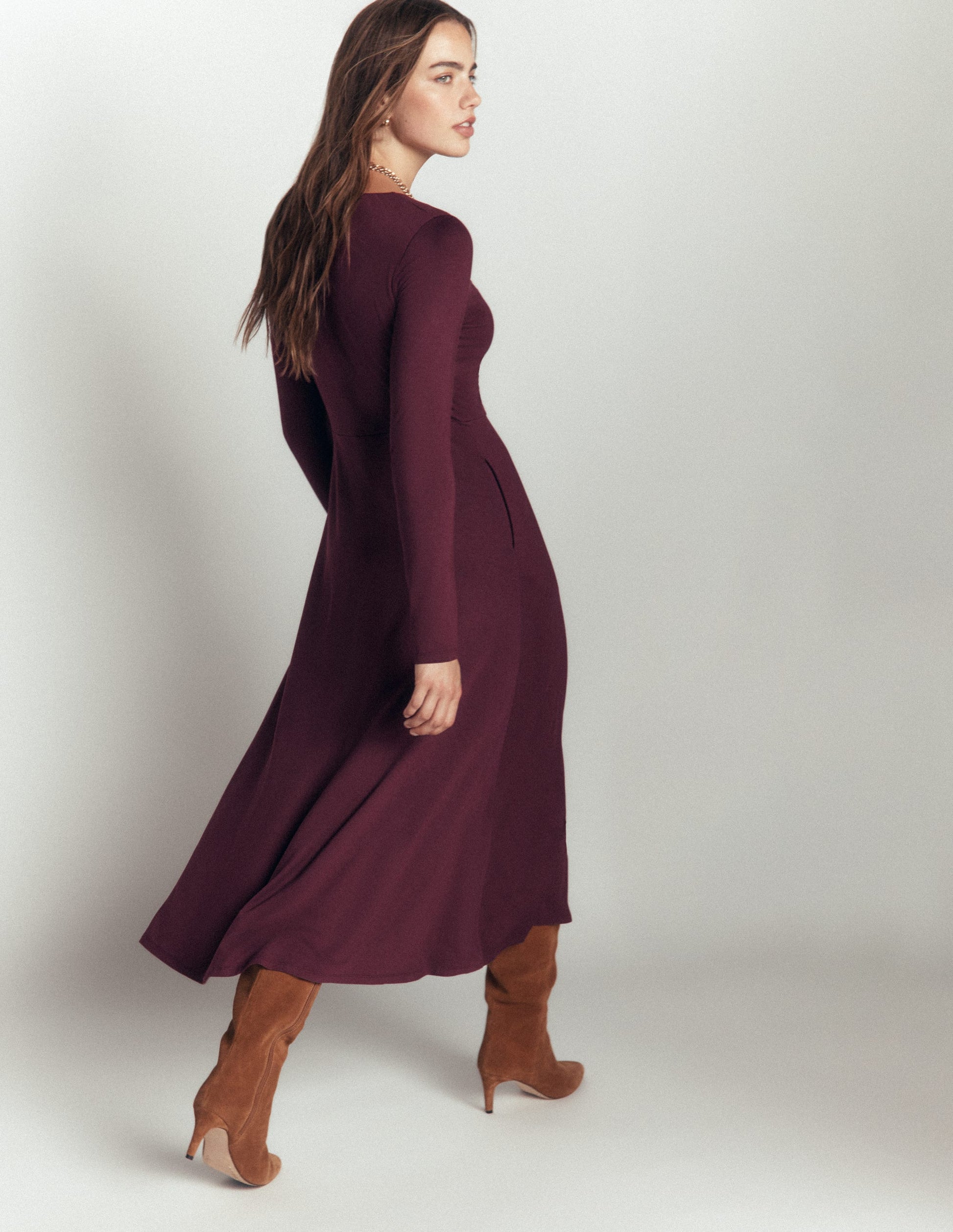 Jasmine Ruched Jersey Dress-Winetasting-4