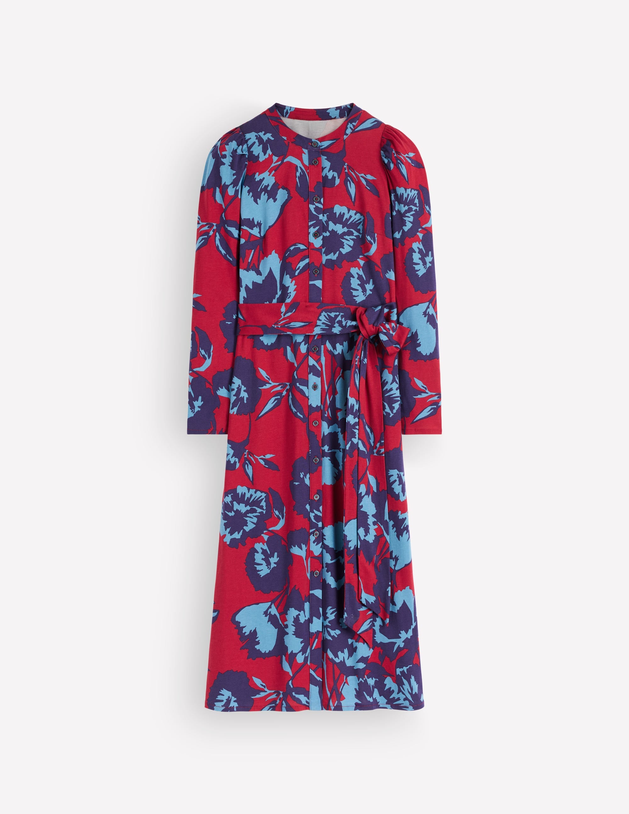 Honor Column Jersey Midi Dress-Crimson Red, Forest Breeze - Image 6