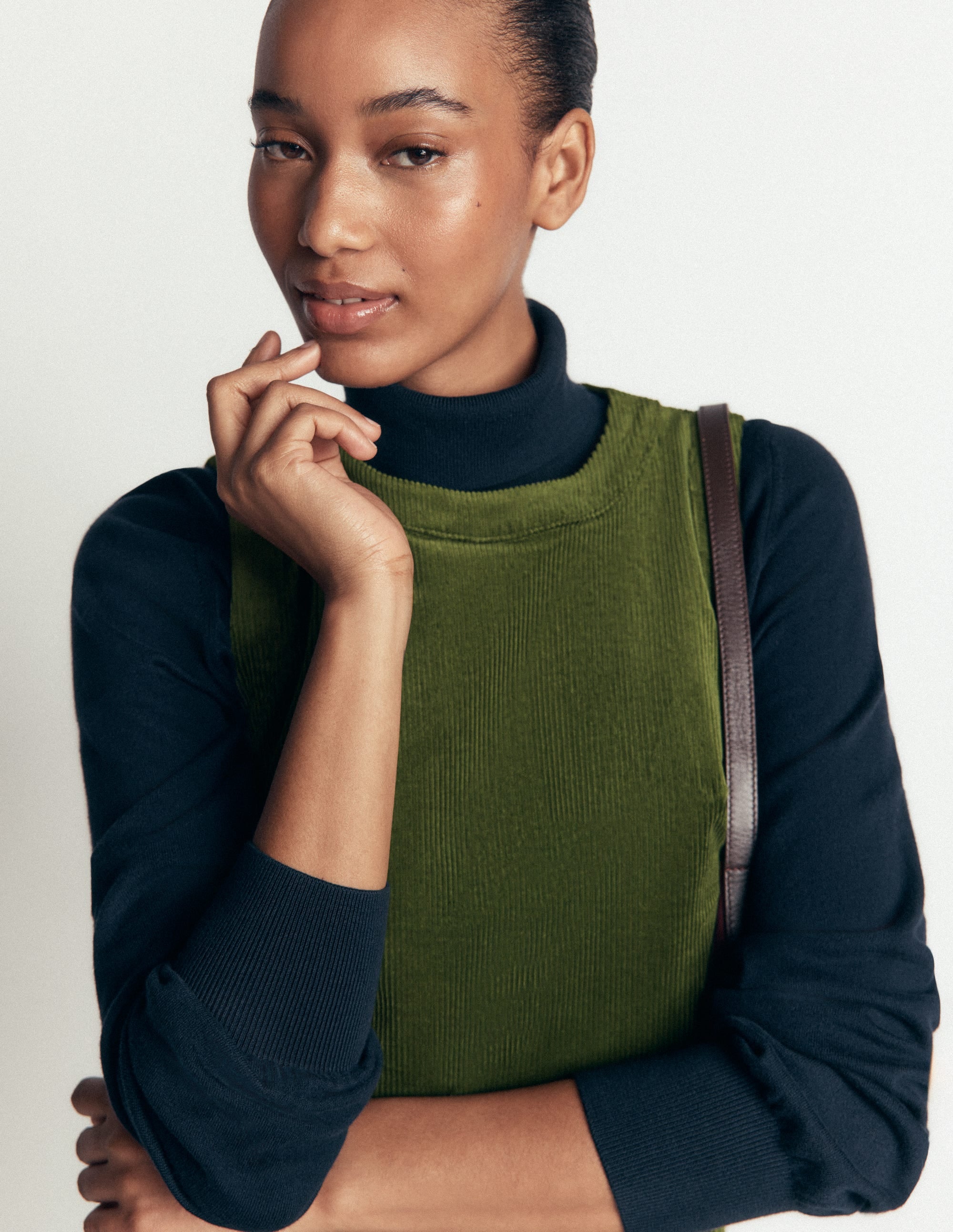 Lou Cord Shift Dress-Forest Green - Image 2
