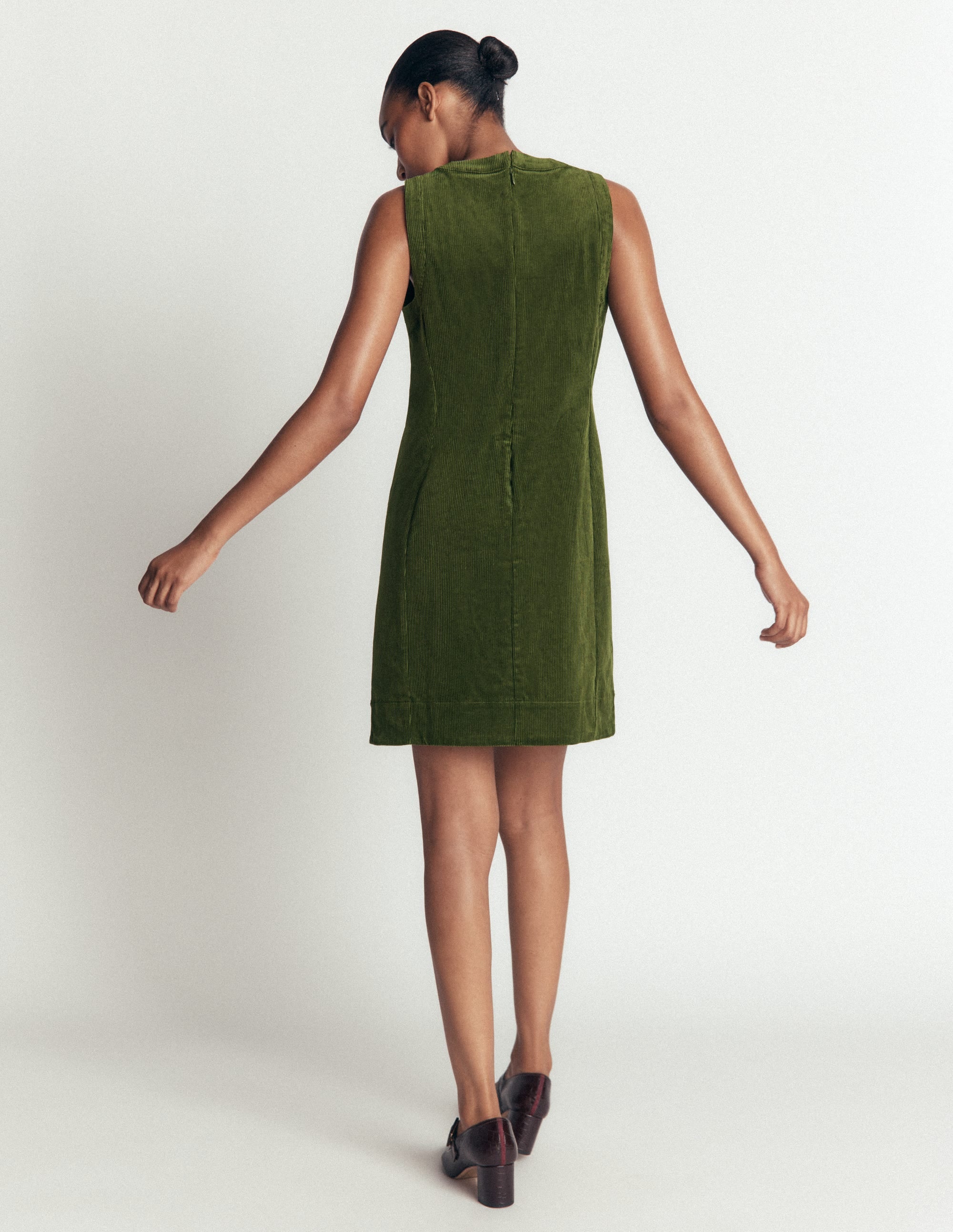 Lou Cord Shift Dress-Forest Green - Image 5
