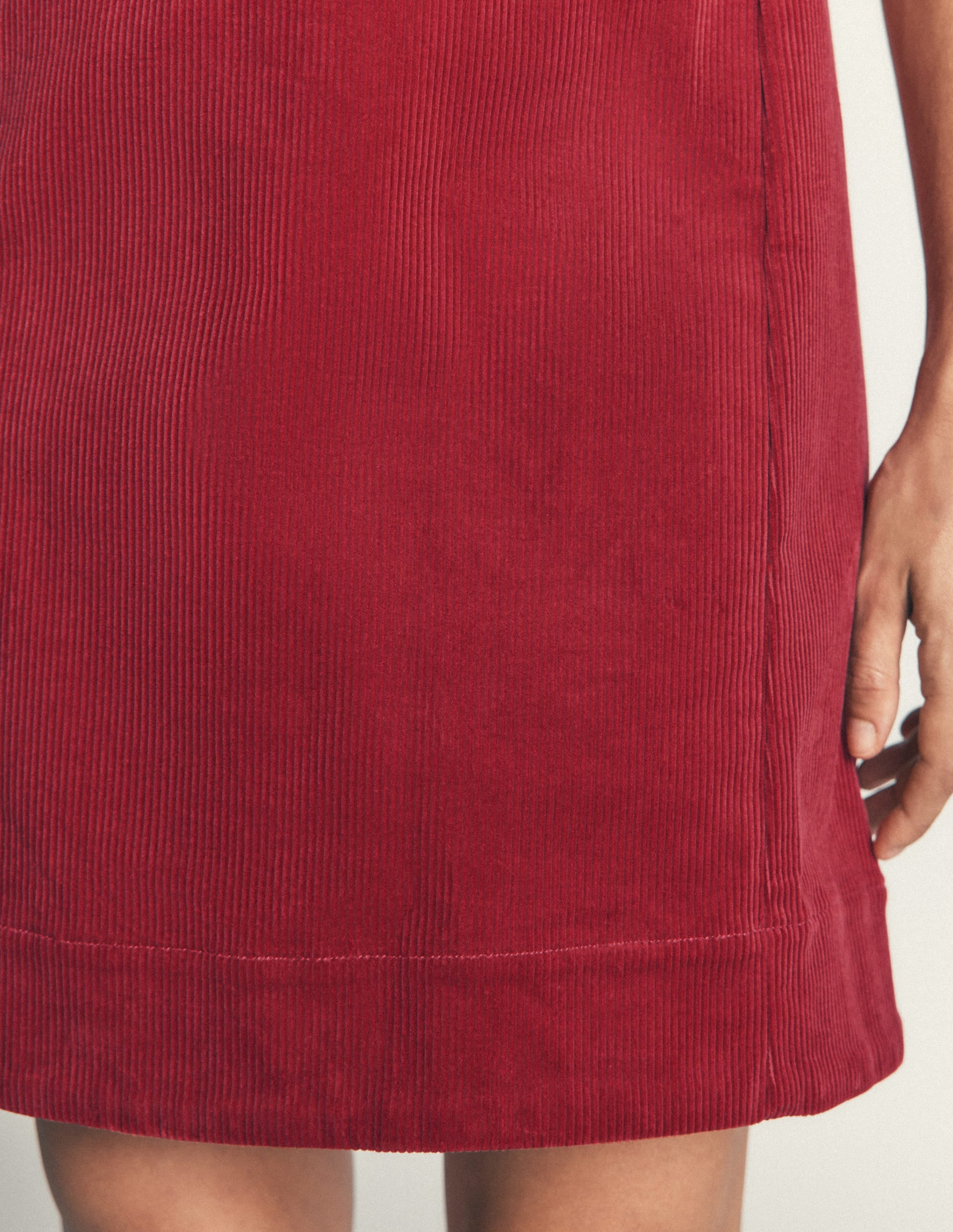 Lou Cord Shift Dress-Crimson Red - Image 2