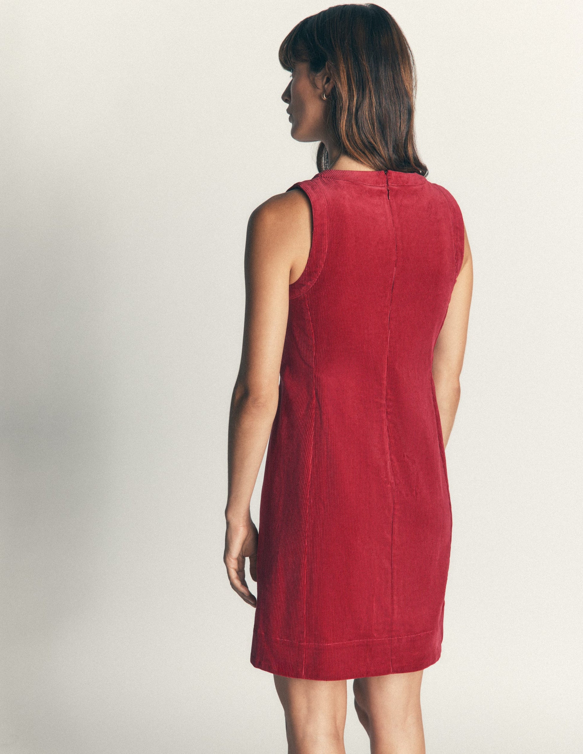 Lou Cord Shift Dress-Crimson Red-3